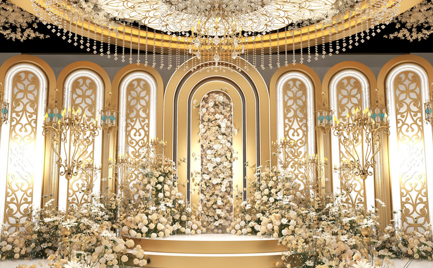 安岳香槟色调婚礼堂效果展示